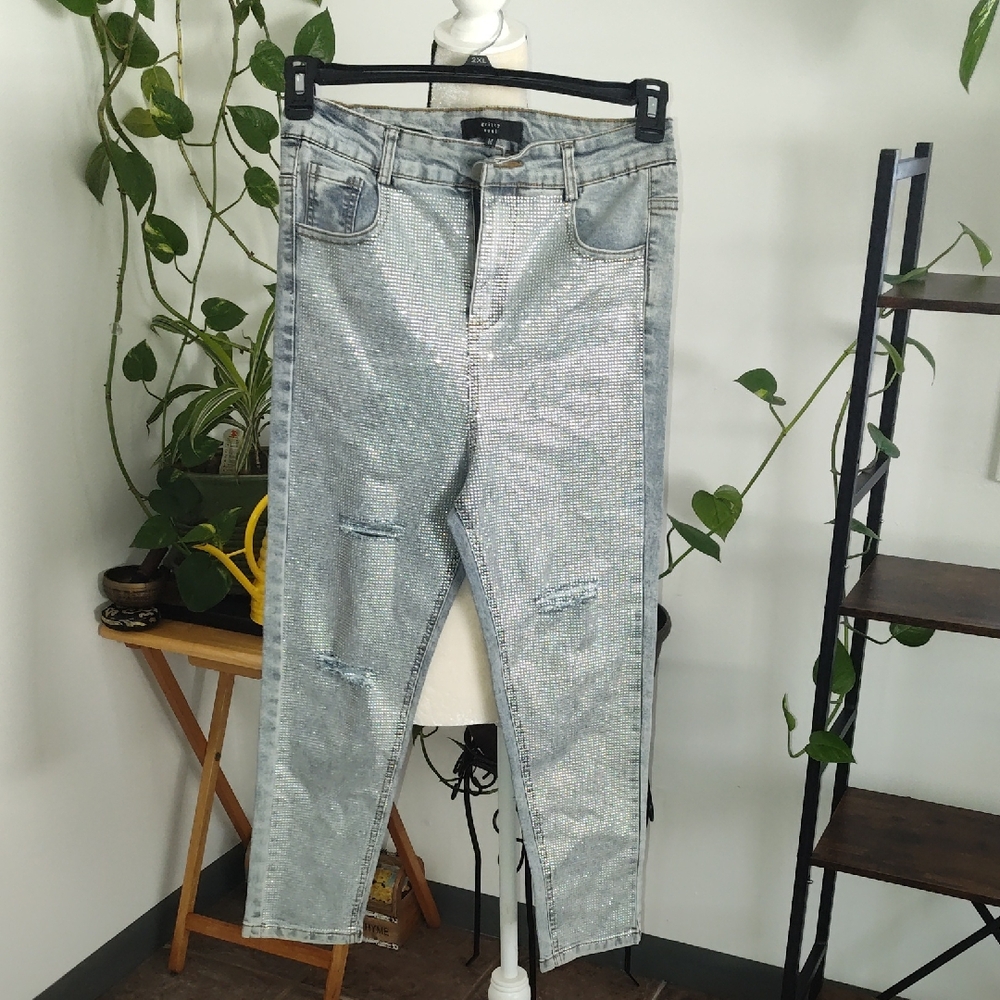 Elegant Silver Women's Skinny Jeans